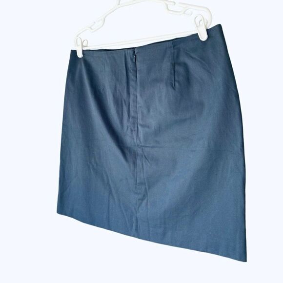 New LOFT Blue Grayish Field Gear Silver Zippers A-Line Slate Skirt Lined Size 14 - Picture 6 of 7